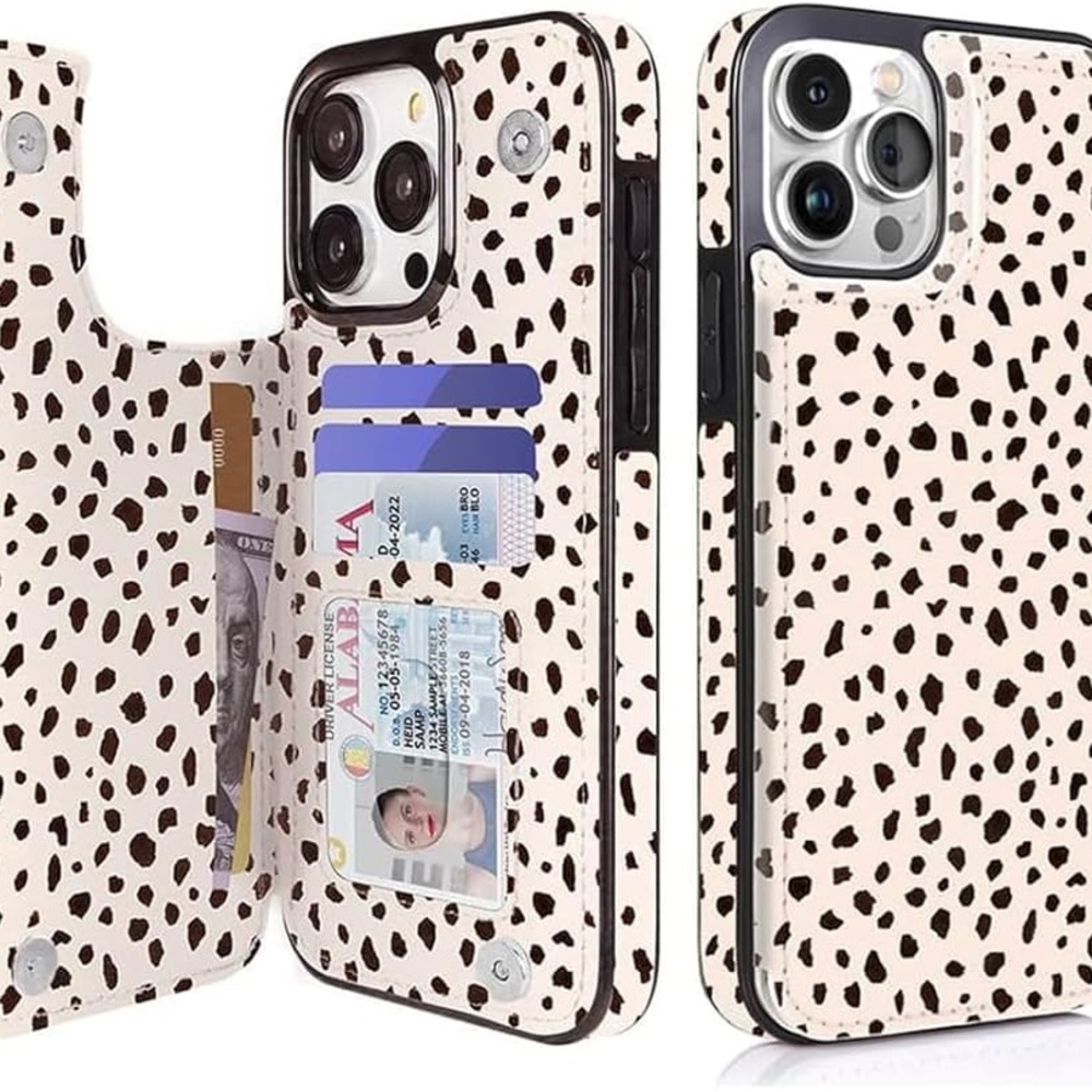 🆕 Almond Latte Leopard Print Wallet Phone Case IPhone 15Pro Max 6.7 - Picture 4 of 15